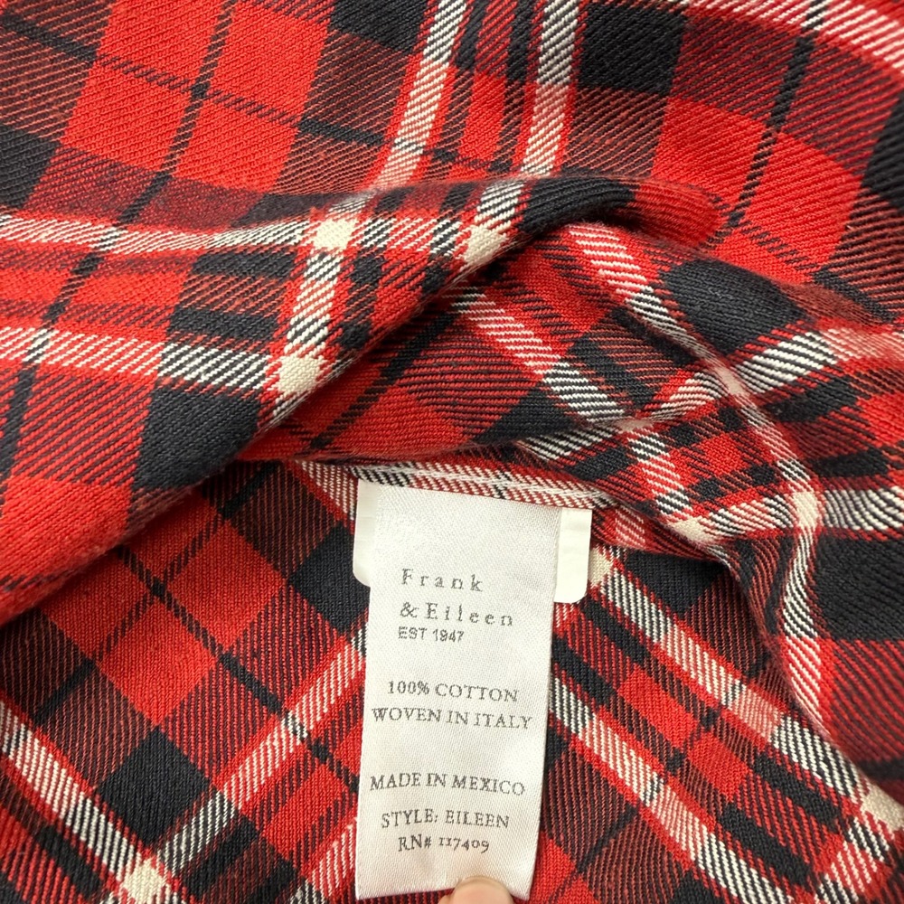 Frank & Eileen Eileen Red Black Plaid Flannel Button Down Shirt XXS - Picture 5 of 8